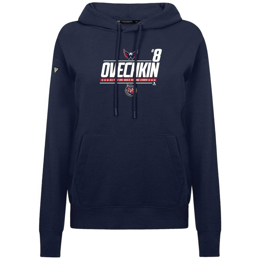 Alexander Ovechkin Washington Capitals Levelwear Women's NHL All-Time Leading Goal Scorer Milestone Stripes Name & Number Adorn Pullover Hoodie Discount