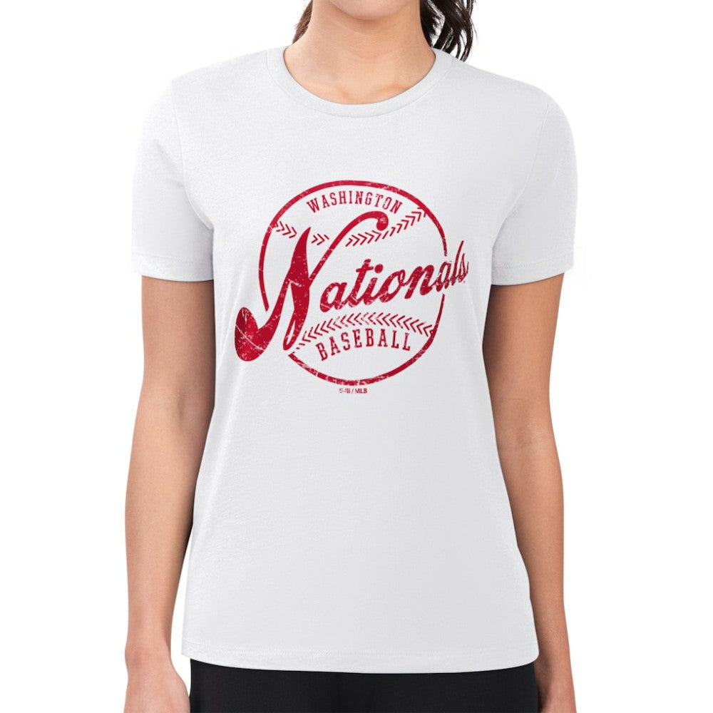 Washington Nationals G-III 4Her by Carl Banks Women's Super-Slim Fit Lightweight Distressed Baseball Team T-Shirt | MLB Sale