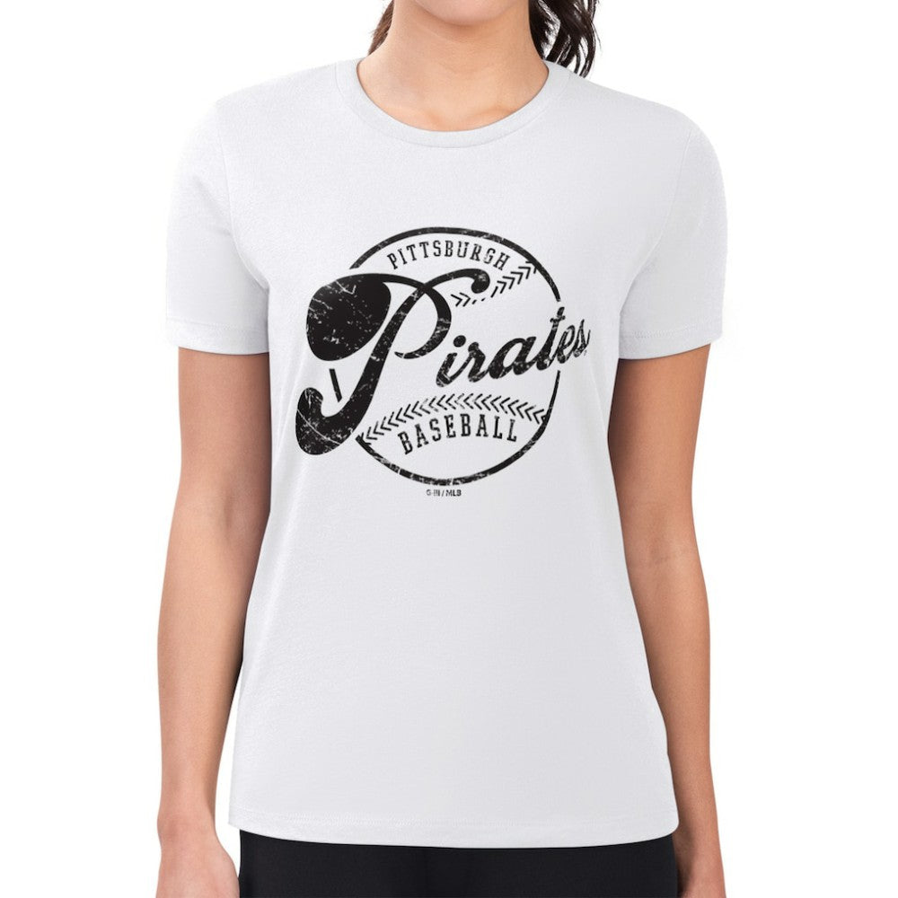 Pittsburgh Pirates G-III 4Her by Carl Banks Women's Super-Slim Fit Lightweight Distressed Baseball Team T-Shirt | MLB For sale