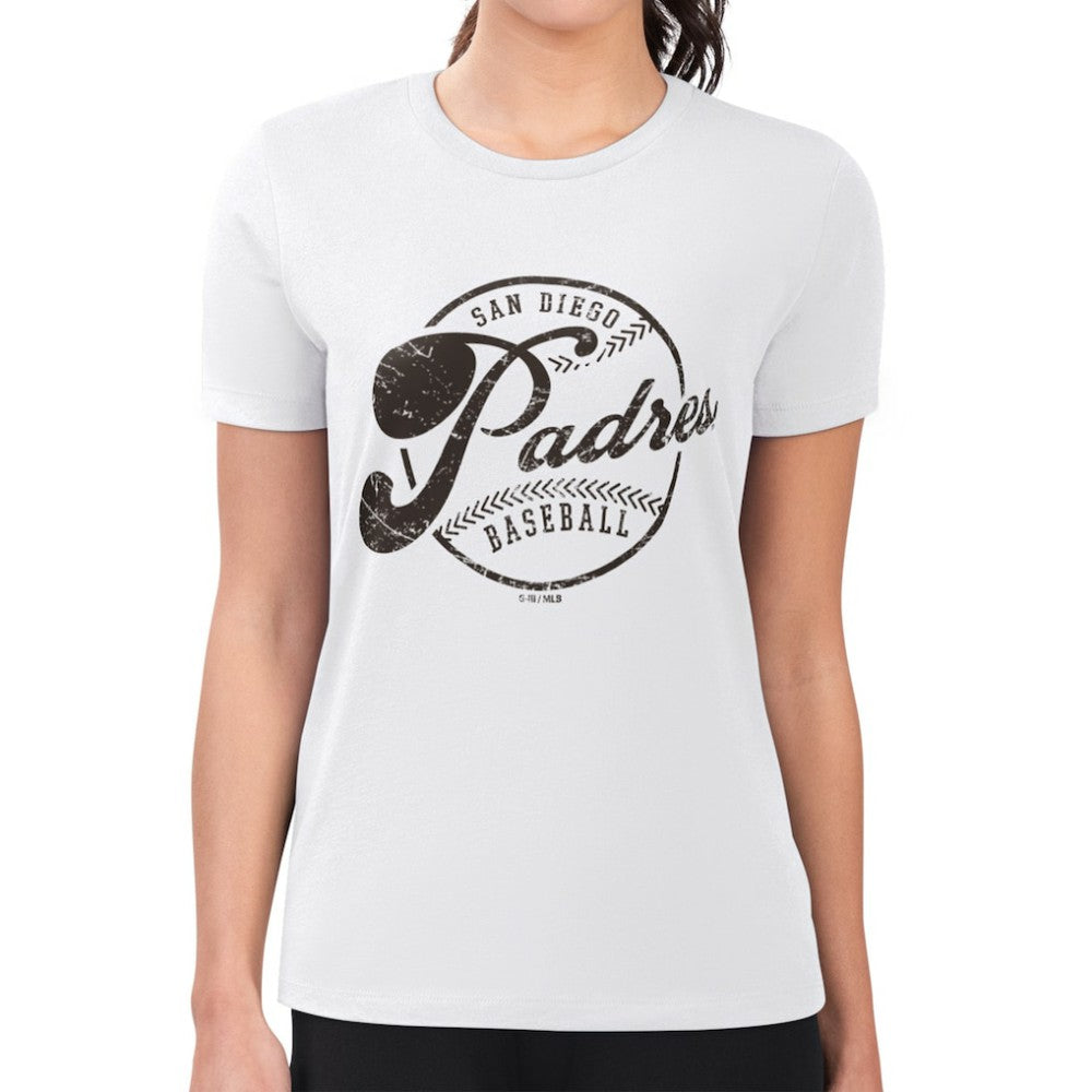 San Diego Padres G-III 4Her by Carl Banks Women's Super-Slim Fit Lightweight Distressed Baseball Team T-Shirt | MLB Near me