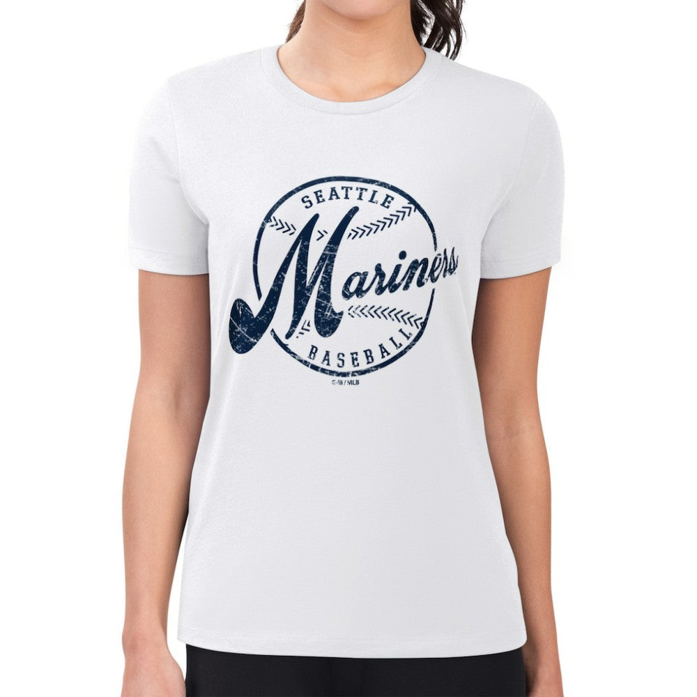 Seattle Mariners G-III 4Her by Carl Banks Women's Super-Slim Fit Lightweight Distressed Baseball Team T-Shirt | MLB On Sale