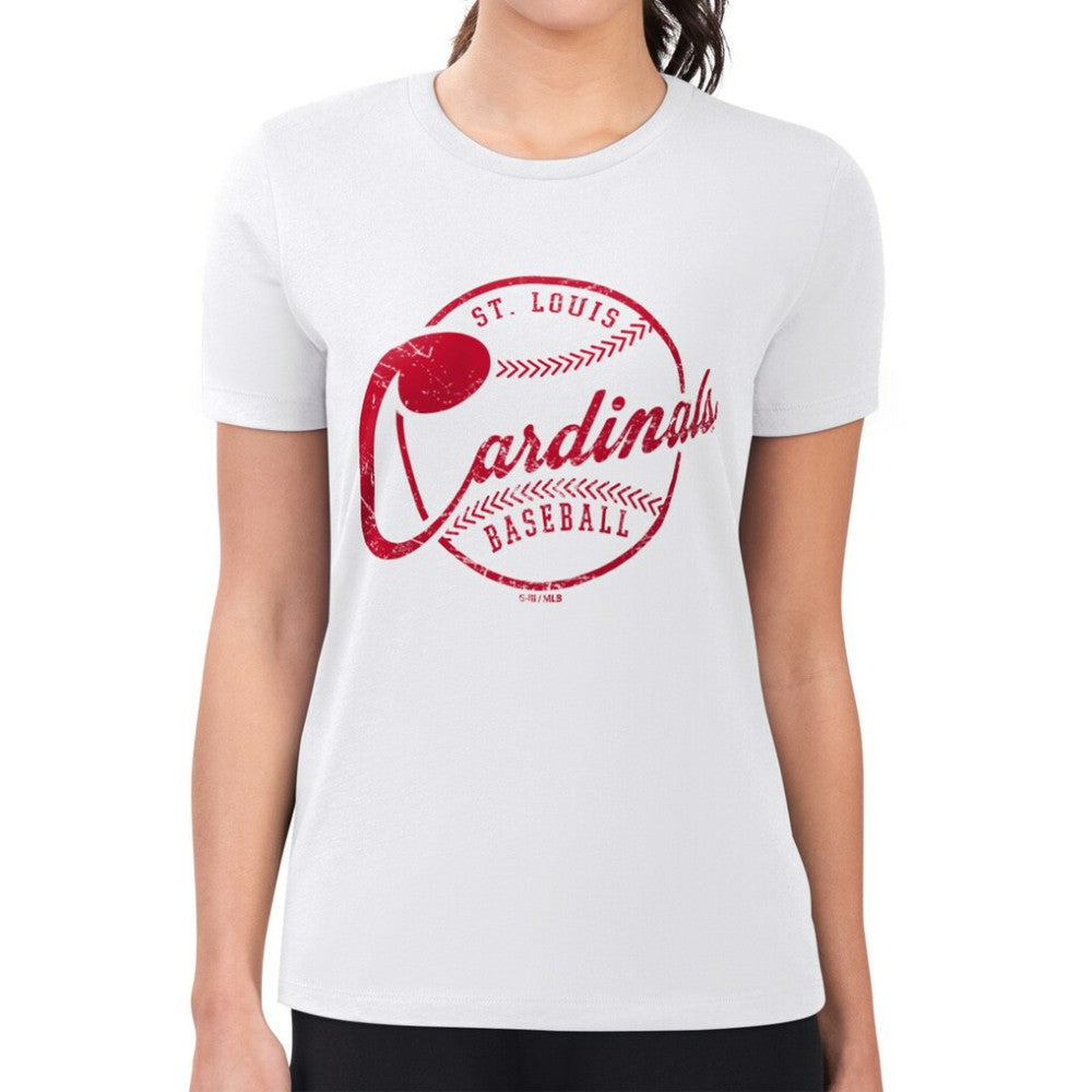 St. Louis Cardinals G-III 4Her by Carl Banks Women's Super-Slim Fit Lightweight Distressed Baseball Team T-Shirt | MLB Outlet