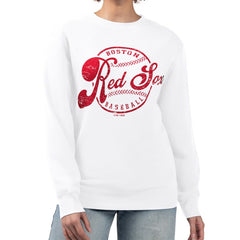 Boston Red Sox G-III 4Her by Carl Banks Women's Distressed Baseball Team Fleece Pullover Sweatshirt | MLB Near me