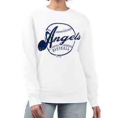 Los Angeles Angels G-III 4Her by Carl Banks Women's Distressed Baseball Team Fleece Pullover Sweatshirt | MLB Outlet