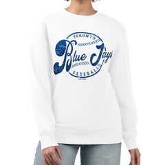 Toronto Blue Jays G-III 4Her by Carl Banks Women's Distressed Baseball Team Fleece Pullover Sweatshirt | MLB On Sale