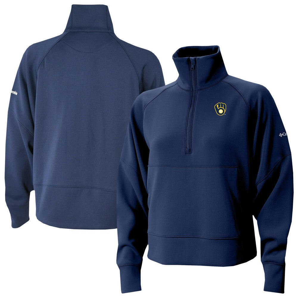 Milwaukee Brewers Columbia Women's Wickhams Hills Raglan Omni-Wick Quarter-Zip Pullover | MLB New