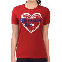 Texas Rangers G-III 4Her by Carl Banks Women's Super-Slim Fit Lightweight Double Heart T-Shirt | MLB Sale