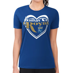 Kansas City Royals G-III 4Her by Carl Banks Women's Super-Slim Fit Lightweight Double Heart T-Shirt | MLB Sale