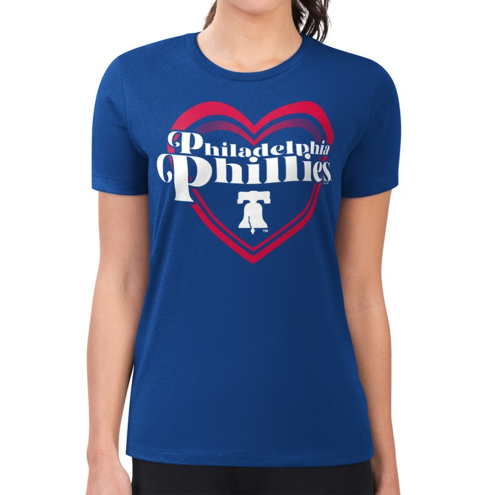 Philadelphia Phillies G-III 4Her by Carl Banks Women's Super-Slim Fit Lightweight Double Heart T-Shirt | MLB Discount