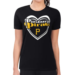 Pittsburgh Pirates G-III 4Her by Carl Banks Women's Super-Slim Fit Lightweight Double Heart T-Shirt | MLB Sale