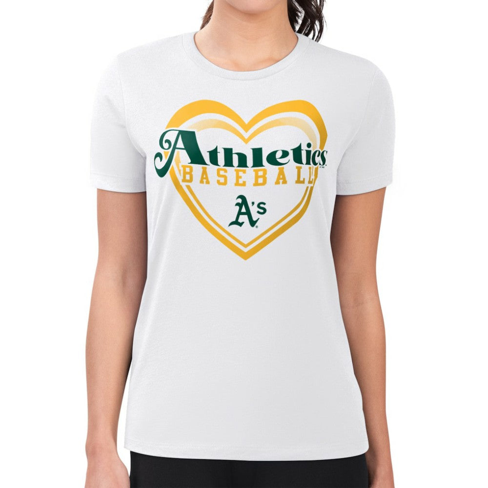 Athletics G-III 4Her by Carl Banks Women's Super-Slim Fit Lightweight Double Heart T-Shirt | MLB Near me