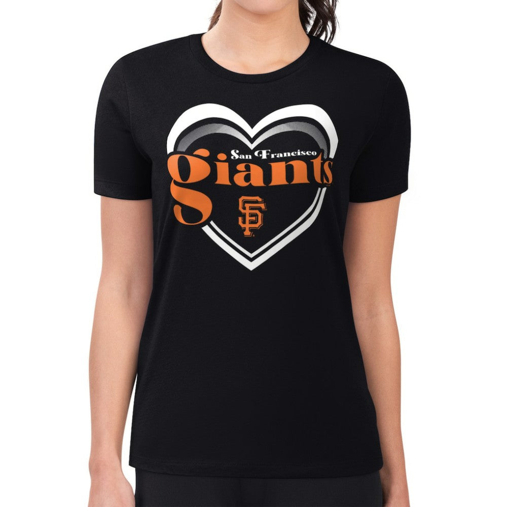 San Francisco Giants G-III 4Her by Carl Banks Women's Super-Slim Fit Lightweight Double Heart T-Shirt | MLB For sale