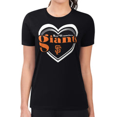 San Francisco Giants G-III 4Her by Carl Banks Women's Super-Slim Fit Lightweight Double Heart T-Shirt | MLB For sale