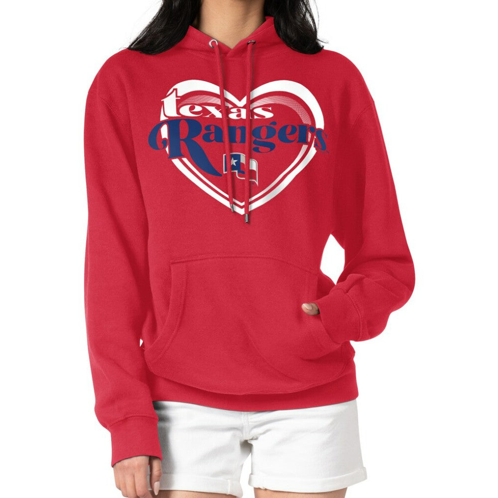 Texas Rangers G-III 4Her by Carl Banks Women's Double Heart Fleece Pullover Hoodie | MLB New