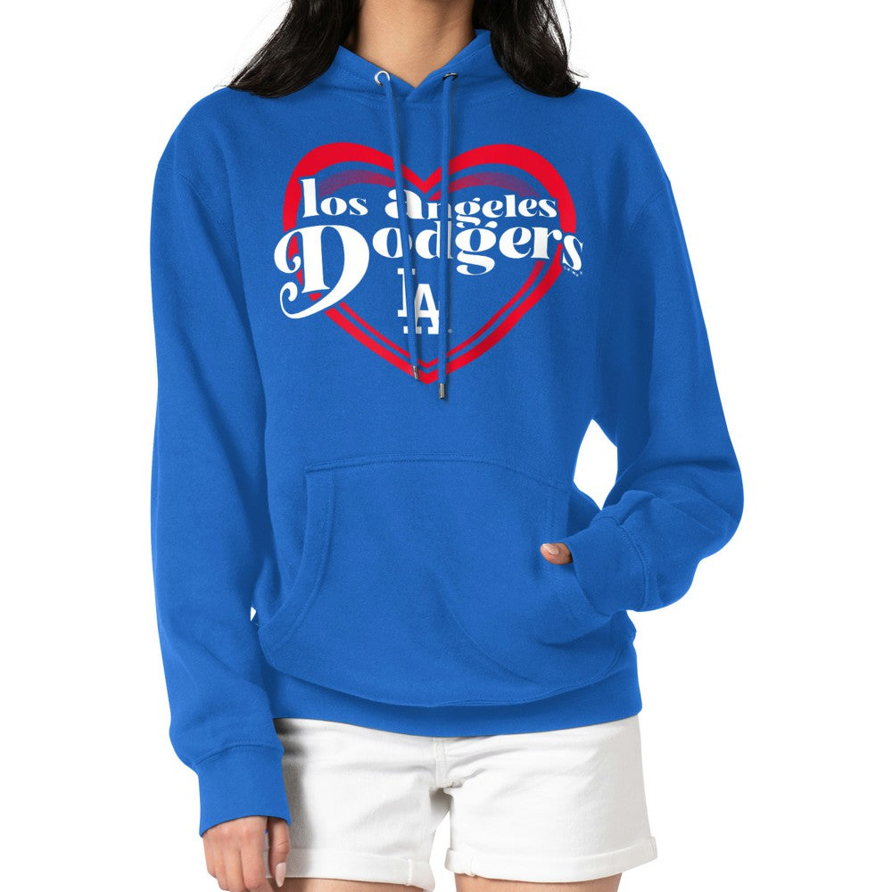 Los Angeles Dodgers G-III 4Her by Carl Banks Women's Double Heart Fleece Pullover Hoodie | MLB For sale