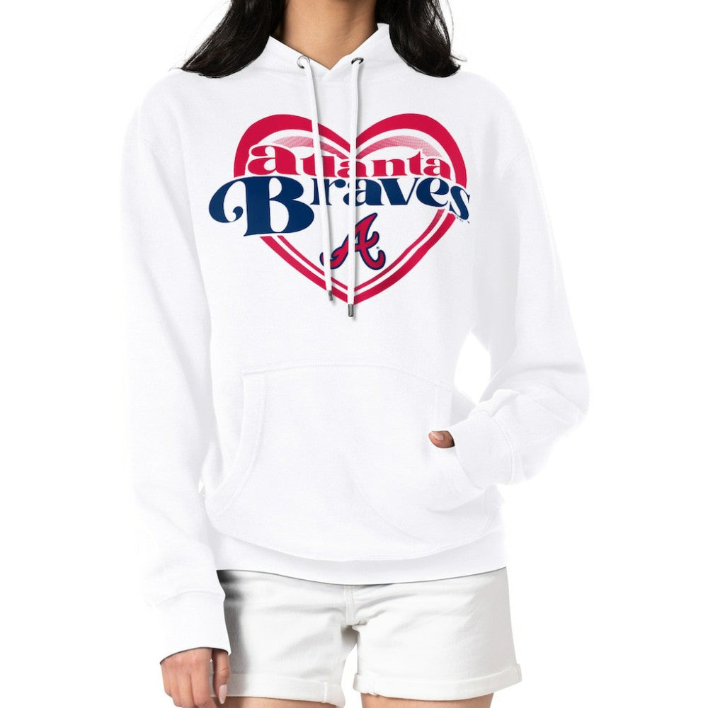 Atlanta Braves G-III 4Her by Carl Banks Women's Double Heart Fleece Pullover Hoodie | MLB New