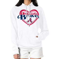 Atlanta Braves G-III 4Her by Carl Banks Women's Double Heart Fleece Pullover Hoodie | MLB New