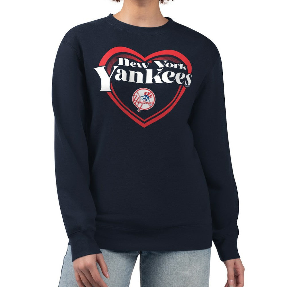 New York Yankees G-III 4Her by Carl Banks Women's Double Heart Fleece Pullover Sweatshirt | MLB New