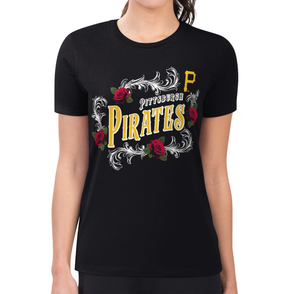 Pittsburgh Pirates G-III 4Her by Carl Banks Women's Super-Slim Fit Lightweight Retro Roses T-Shirt | MLB Near me