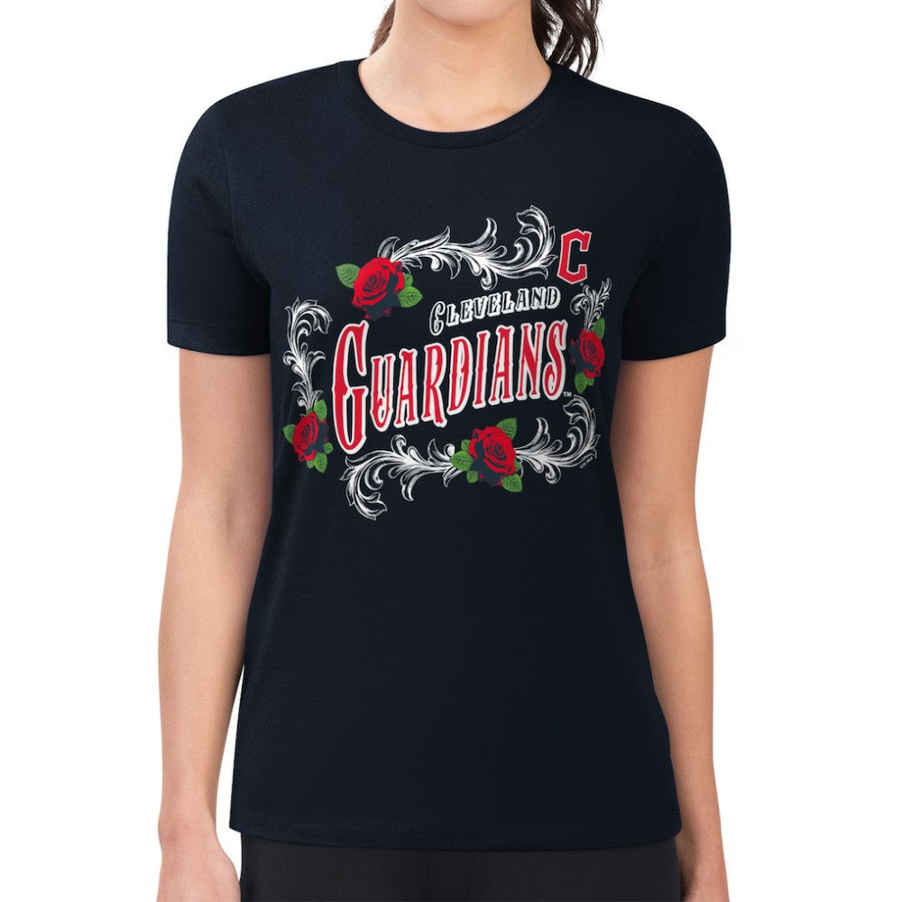 Cleveland Guardians G-III 4Her by Carl Banks Women's Super-Slim Fit Lightweight Retro Roses T-Shirt | MLB Shop