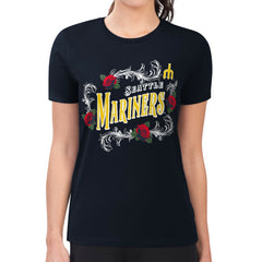 Seattle Mariners G-III 4Her by Carl Banks Women's Super-Slim Fit Lightweight Retro Roses T-Shirt | MLB US