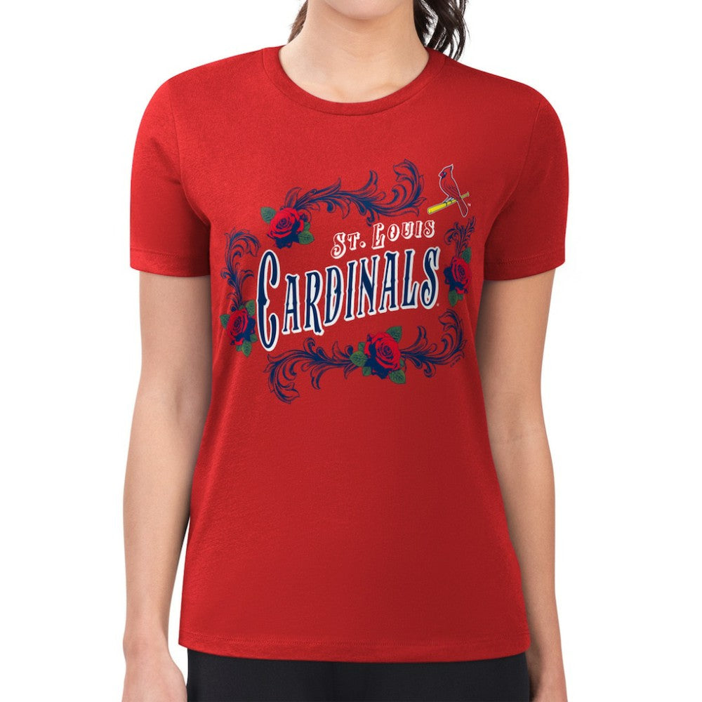 St. Louis Cardinals G-III 4Her by Carl Banks Women's Super-Slim Fit Lightweight Retro Roses T-Shirt | MLB Online