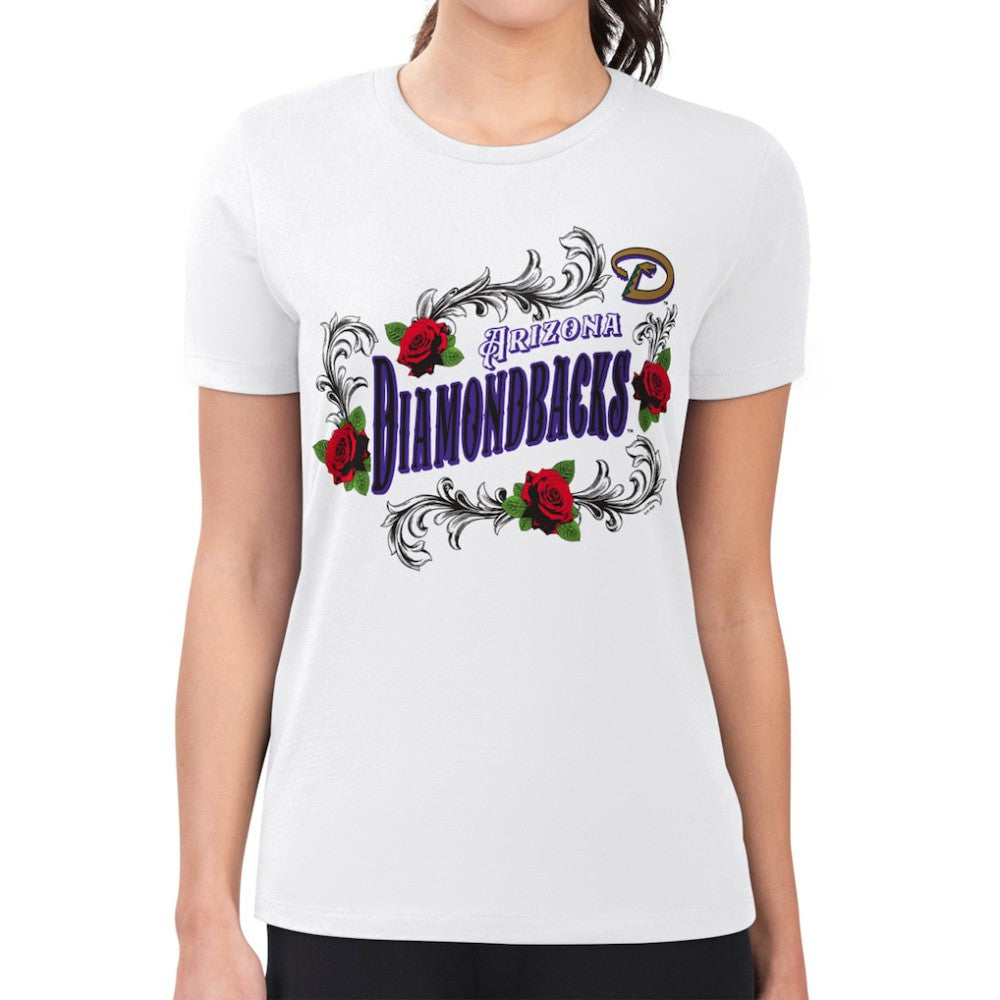 Arizona Diamondbacks G-III 4Her by Carl Banks Women's Super-Slim Fit Lightweight Retro Roses T-Shirt | MLB US