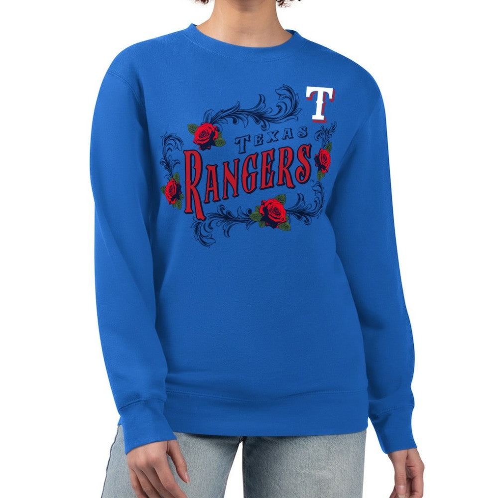 Texas Rangers G-III 4Her by Carl Banks Women's Retro Roses Fleece Pullover Sweatshirt | MLB For sale