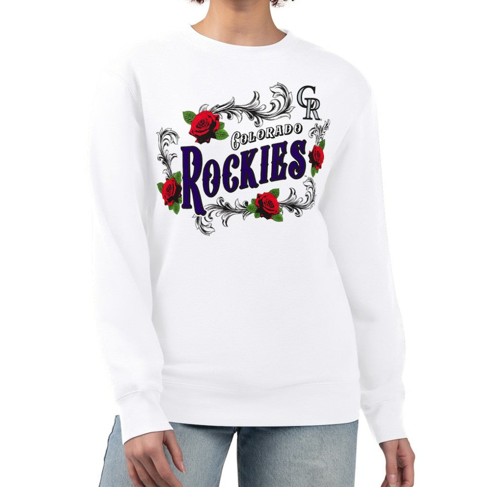 Colorado Rockies G-III 4Her by Carl Banks Women's Retro Roses Fleece Pullover Sweatshirt | MLB US