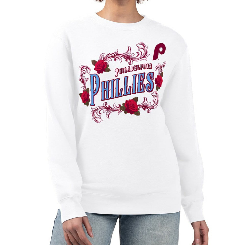 Philadelphia Phillies G-III 4Her by Carl Banks Women's Retro Roses Fleece Pullover Sweatshirt | MLB Sale