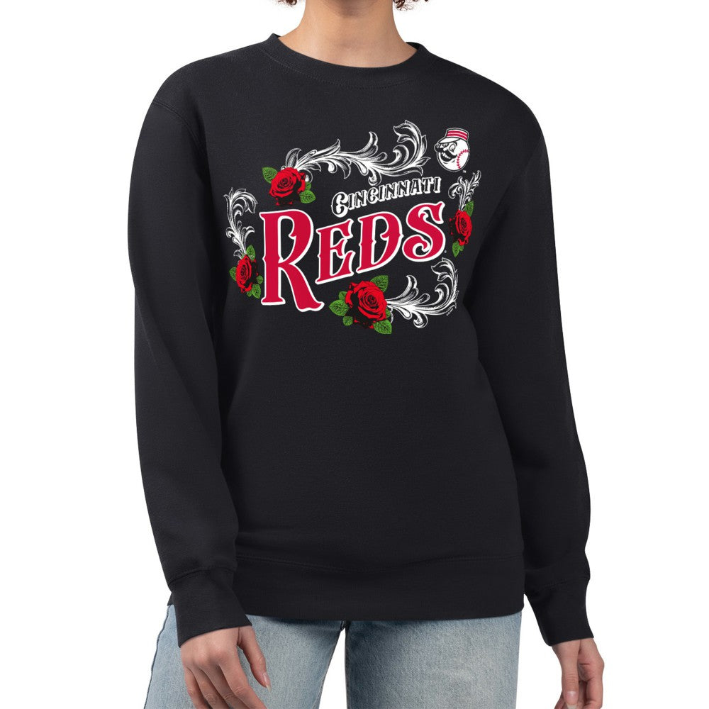 Cincinnati Reds G-III 4Her by Carl Banks Women's Retro Roses Fleece Pullover Sweatshirt | MLB Outlet