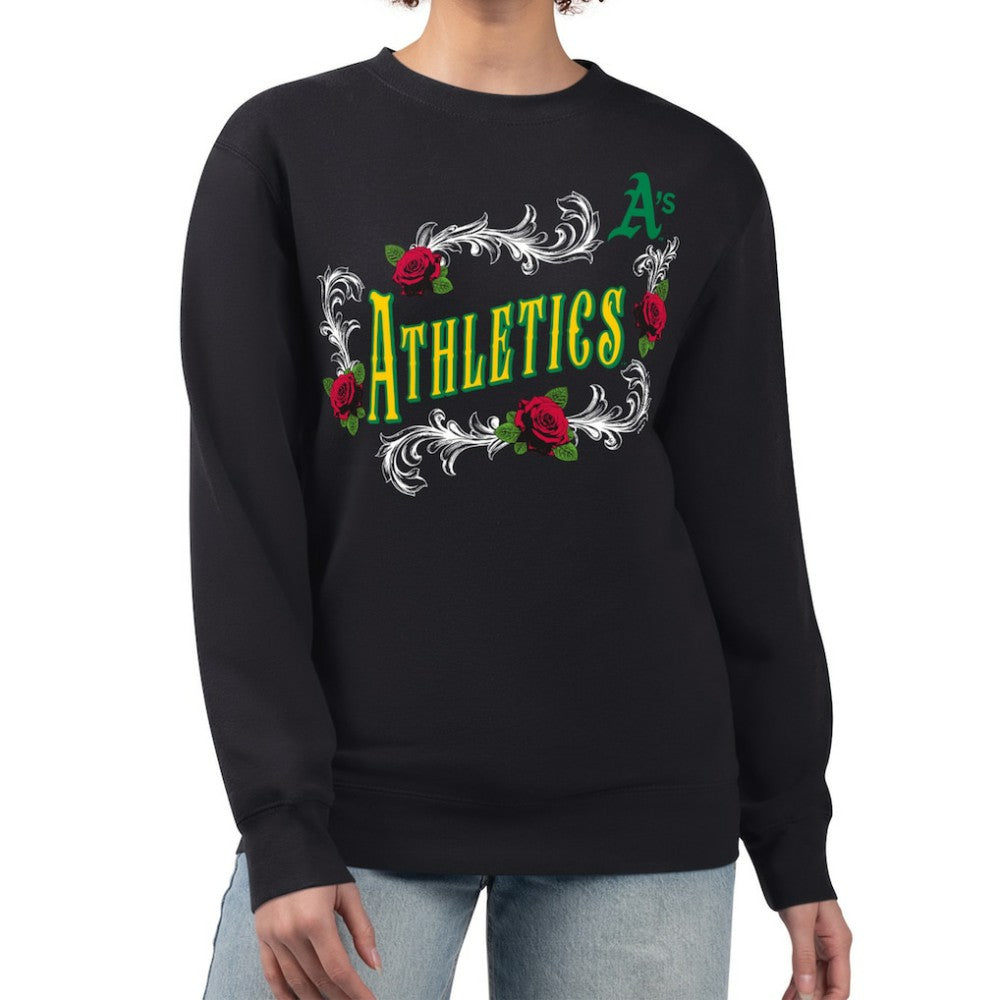 Athletics G-III 4Her by Carl Banks Women's Retro Roses Fleece Pullover Sweatshirt | MLB US