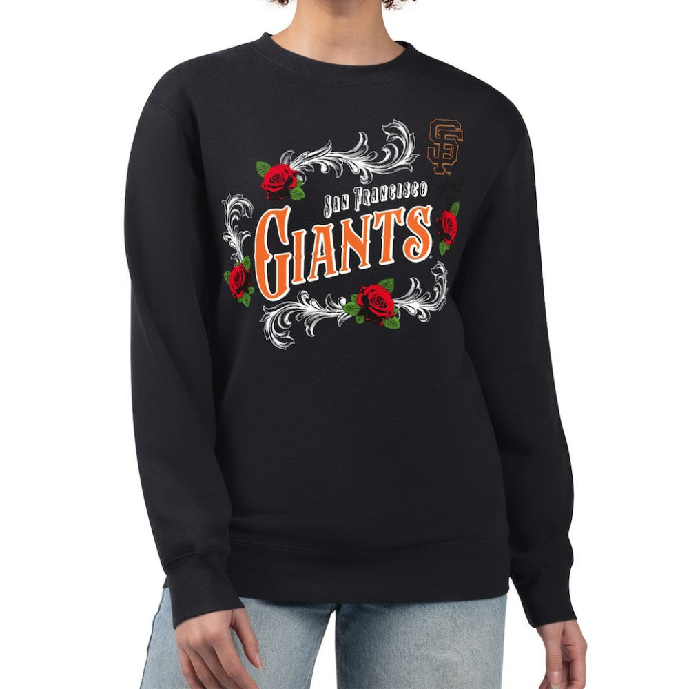 San Francisco Giants G-III 4Her by Carl Banks Women's Retro Roses Fleece Pullover Sweatshirt | MLB For sale