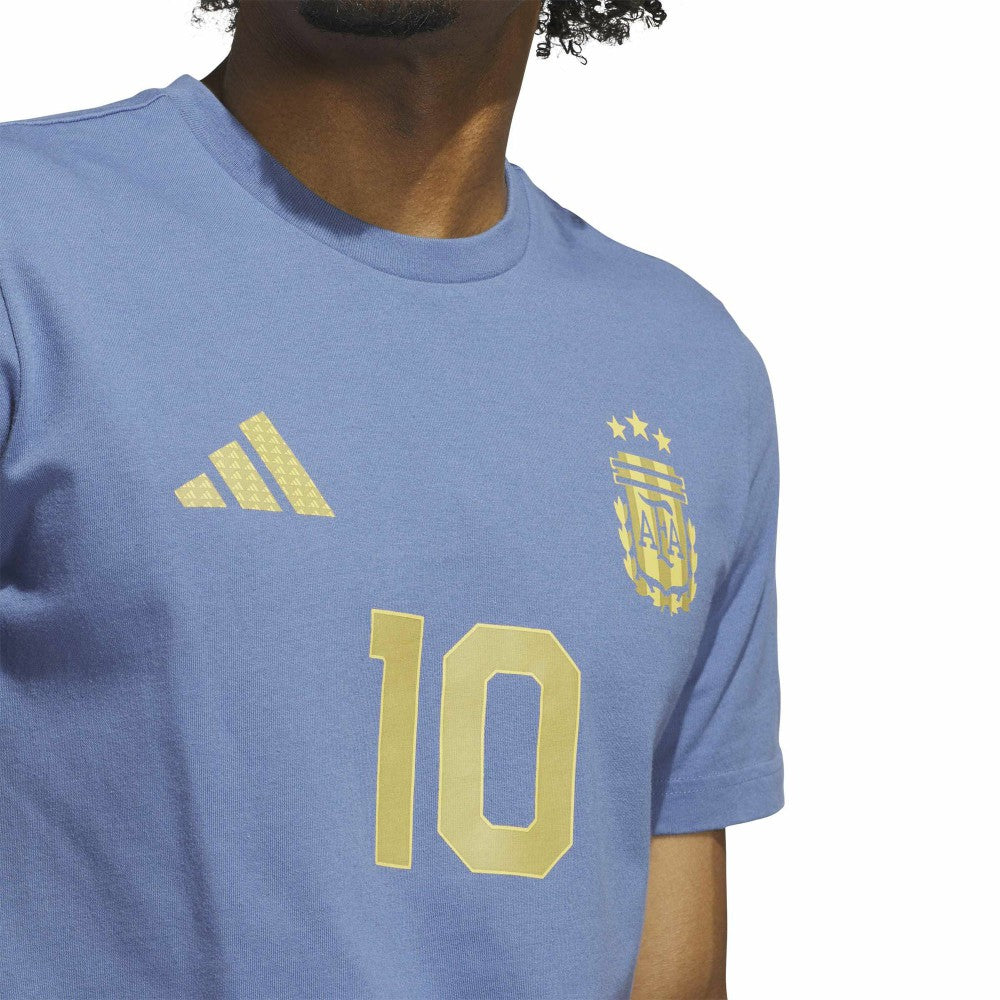 Lionel Messi Argentina National Team Name & Number T-Shirt Blue - Adidas