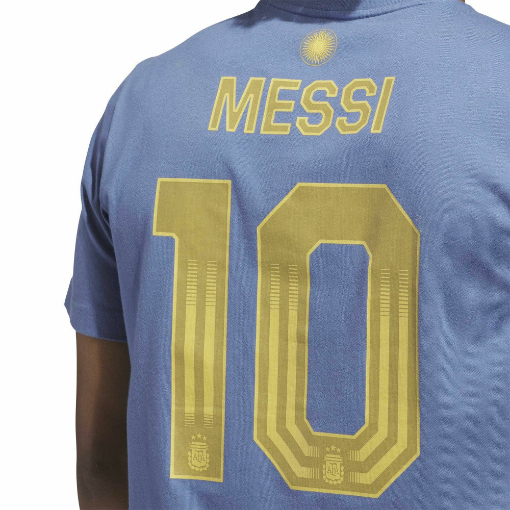 Lionel Messi Argentina National Team Name & Number T-Shirt Blue - Adidas