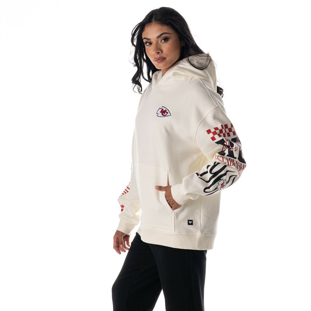 Kansas City Chiefs  The Wild Collective Unisex Stacked Graphic Sleeve Fleece Hoodie
