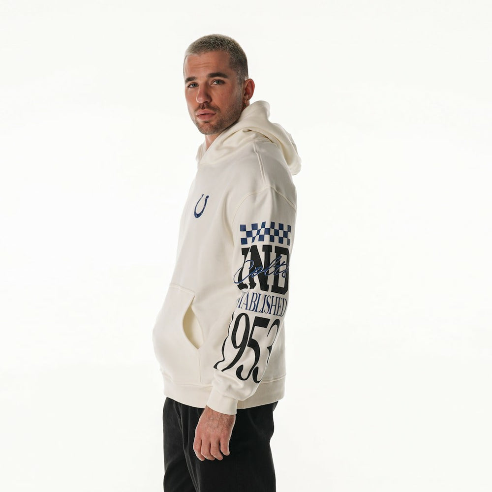 Indianapolis Colts  The Wild Collective Unisex Stacked Graphic Sleeve Fleece Hoodie