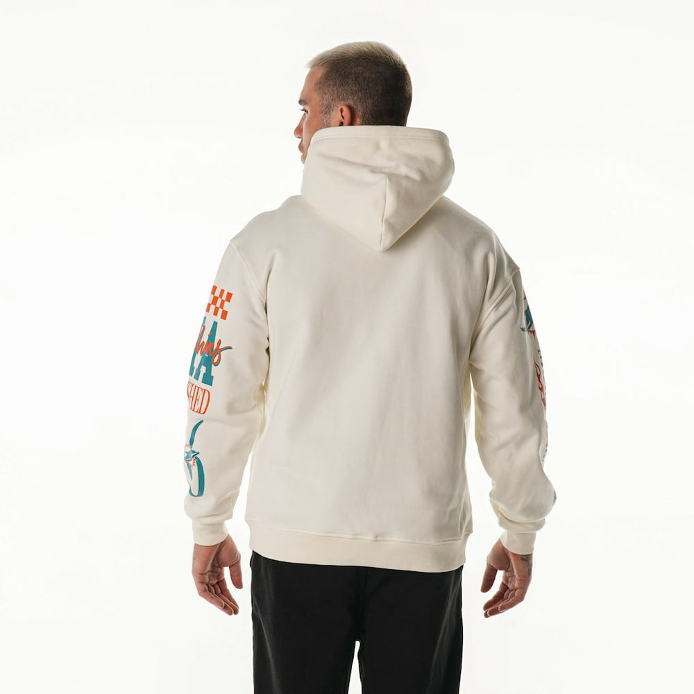 Miami Dolphins  The Wild Collective Unisex Stacked Graphic Sleeve Fleece Hoodie