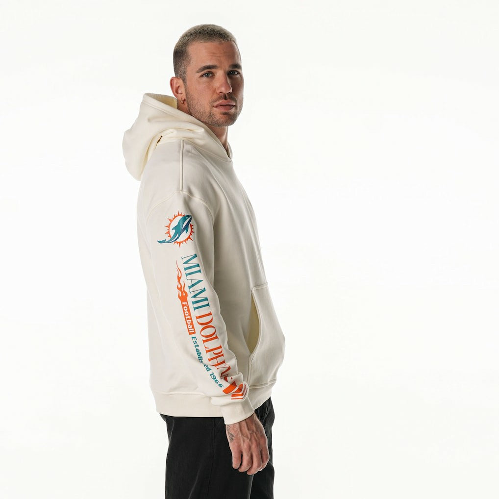 Miami Dolphins  The Wild Collective Unisex Stacked Graphic Sleeve Fleece Hoodie