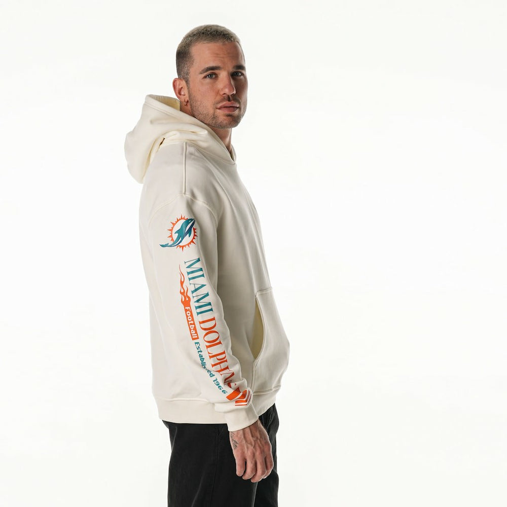 Miami Dolphins  The Wild Collective Unisex Stacked Graphic Sleeve Fleece Hoodie