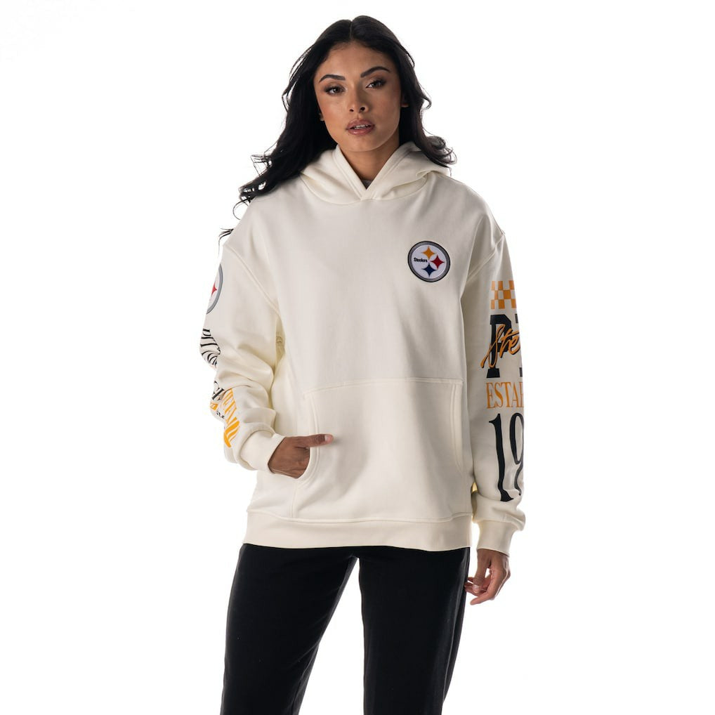 Pittsburgh Steelers  The Wild Collective Unisex Stacked Graphic Sleeve Fleece Hoodie