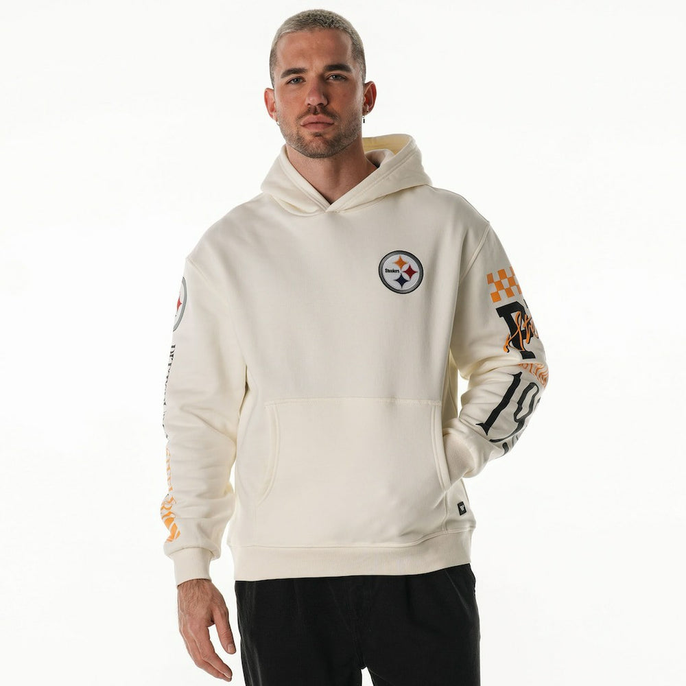 Pittsburgh Steelers  The Wild Collective Unisex Stacked Graphic Sleeve Fleece Hoodie