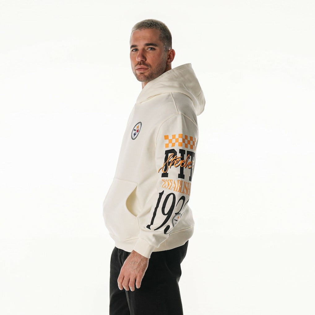 Pittsburgh Steelers  The Wild Collective Unisex Stacked Graphic Sleeve Fleece Hoodie