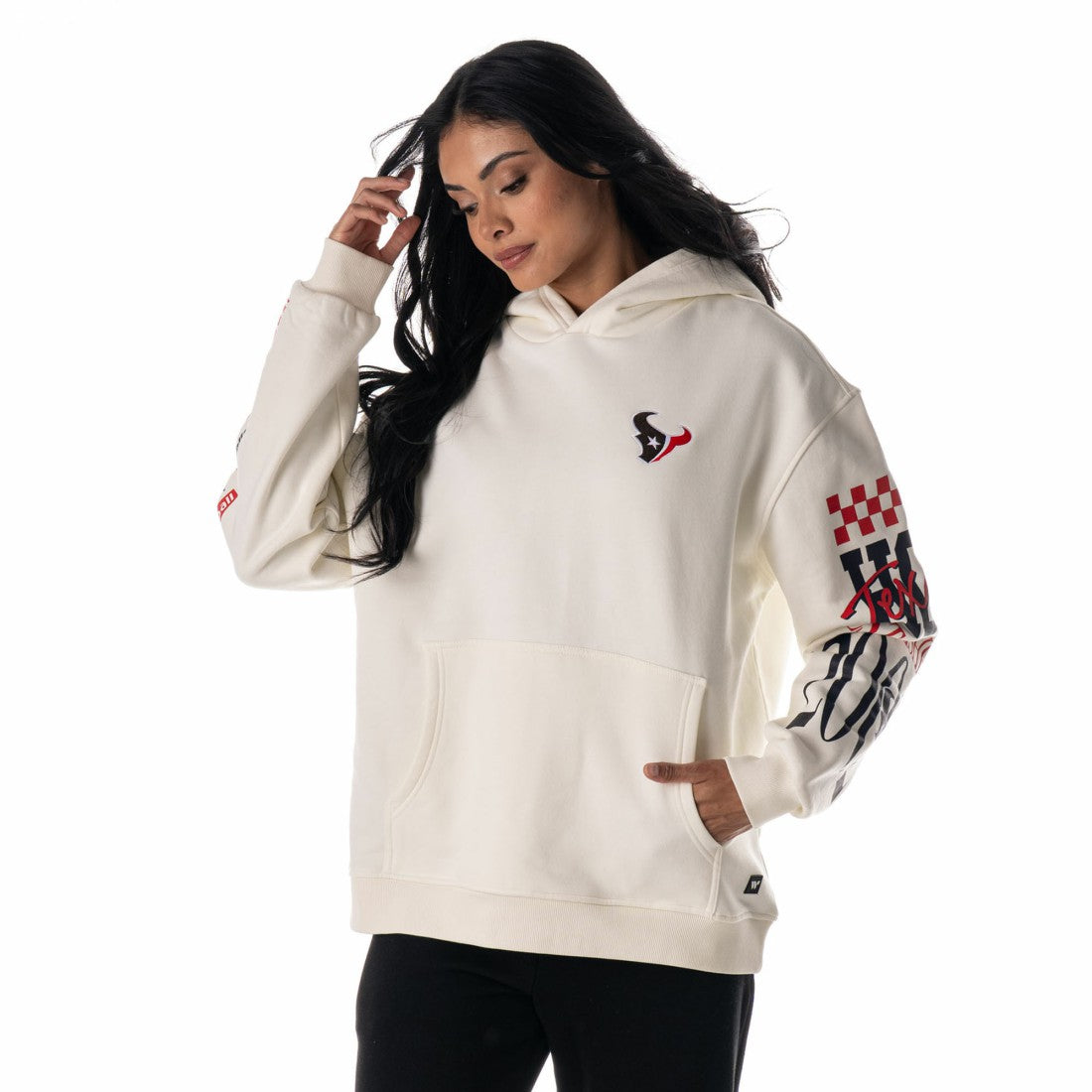Houston Texans  The Wild Collective Unisex Stacked Graphic Sleeve Fleece Hoodie