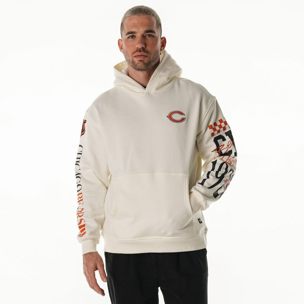 Chicago Bears  The Wild Collective Unisex Stacked Graphic Sleeve Fleece Hoodie