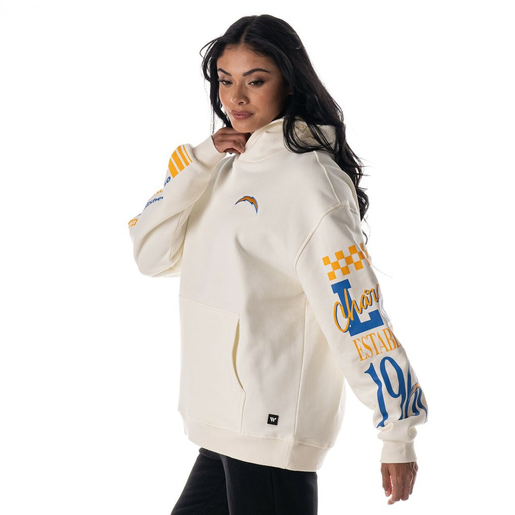 Los Angeles Chargers  The Wild Collective Unisex Stacked Graphic Sleeve Fleece Hoodie