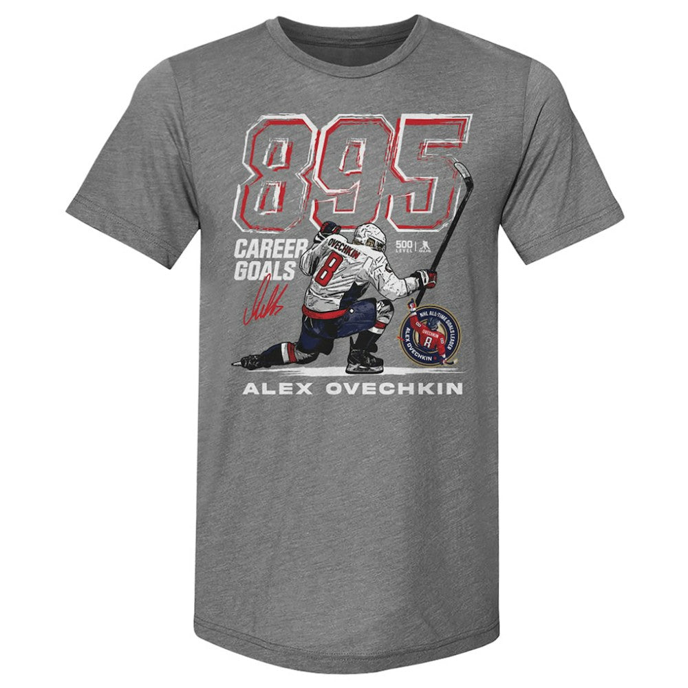Alexander Ovechkin Washington Capitals 500 Level NHL All-Time Leading Goal Scorer Tri-Blend Grunge T-Shirt For Sale
