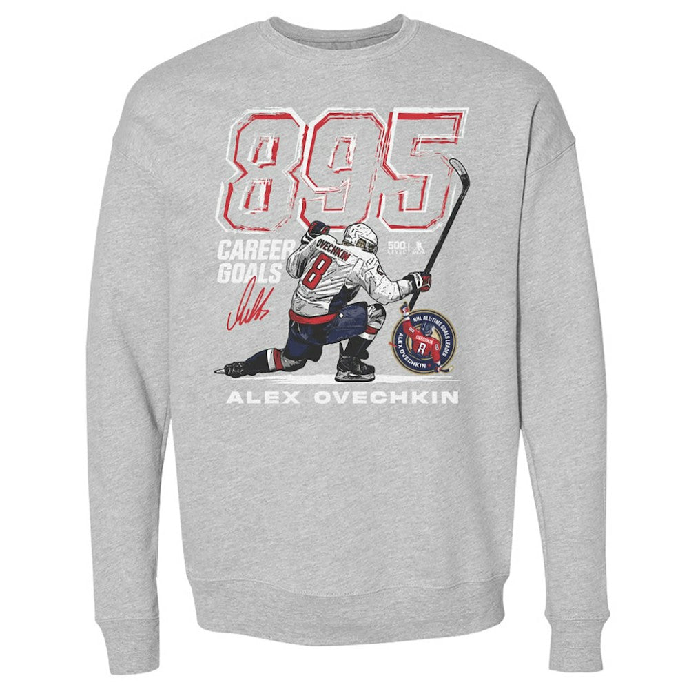 Alexander Ovechkin Washington Capitals 500 Level NHL All-Time Leading Goal Scorer Grunge Pullover Sweatshirt Discount