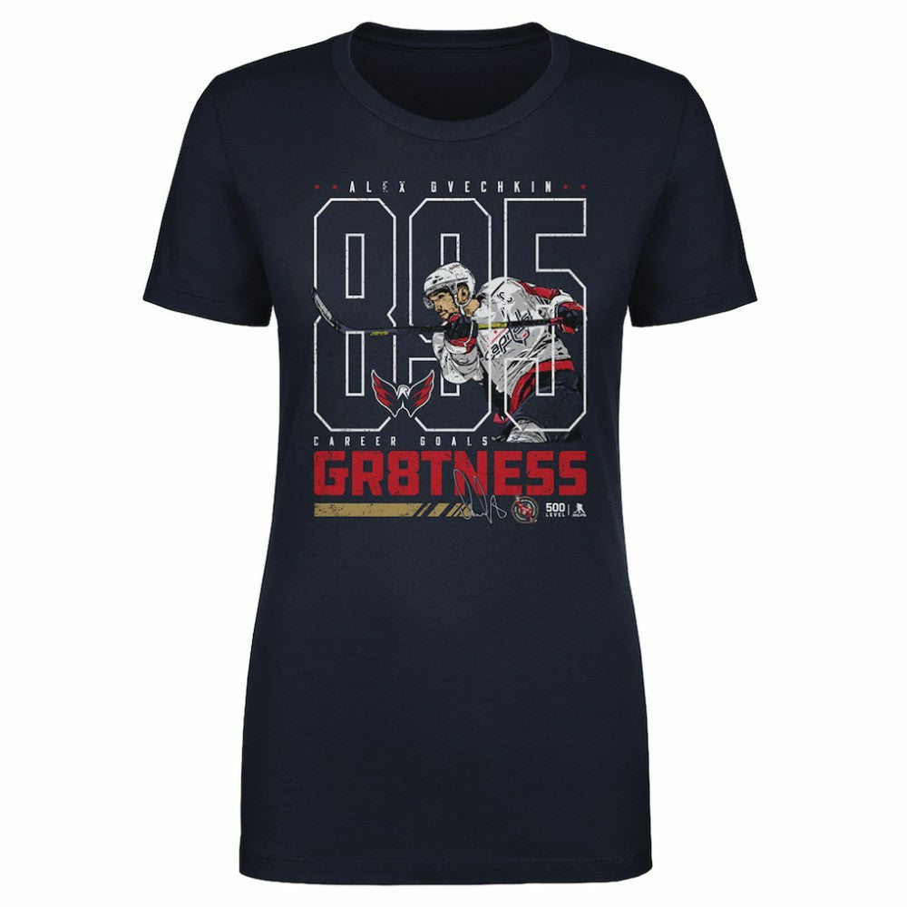 Alexander Ovechkin Washington Capitals 500 Level Women's NHL All-Time Leading Goal Scorer Outline T-Shirt Sale