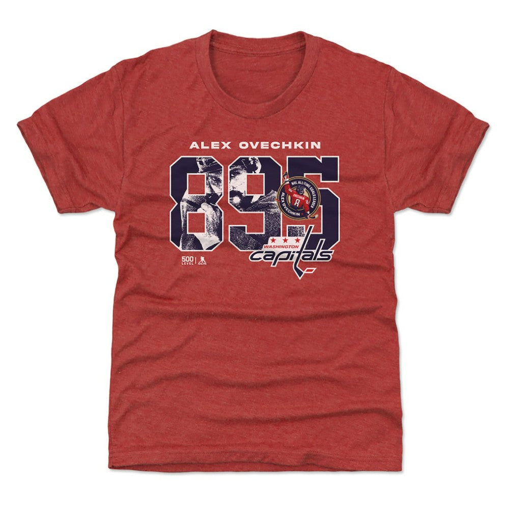 Alexander Ovechkin Washington Capitals 500 Level Youth NHL All-Time Leading Goal Scorer Overlay T-Shirt Outlet